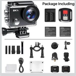 Black Action Camera with Accessories